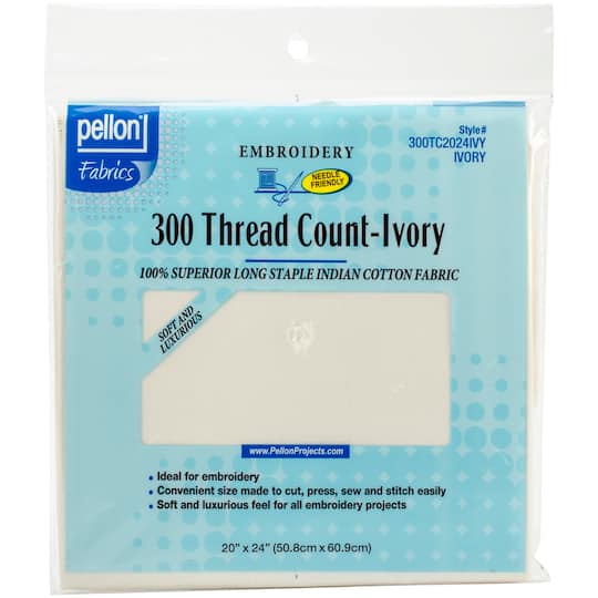 Pellon&#xAE; Ivory 20&#x22; x 24&#x22; 300 Thread Count Cotton Embroidery Fabric